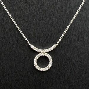Sterling Silver 925 Cubic Zirconia CZ Circle Pendant 16"